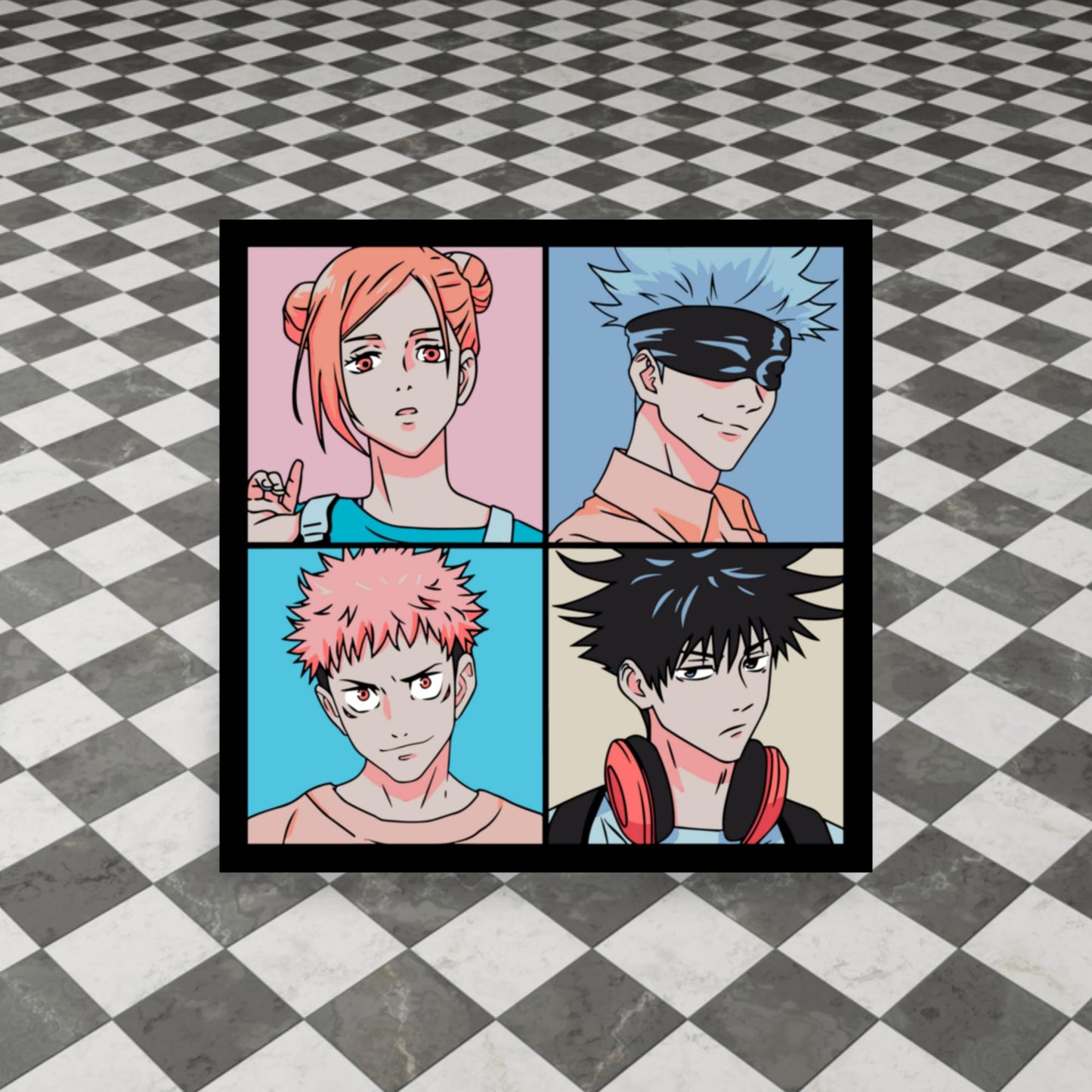 Stream Setup Must-Have: Jujutsu Kaisen Anime Poster featuring Nobara, Gojo, Yuji & Megumi