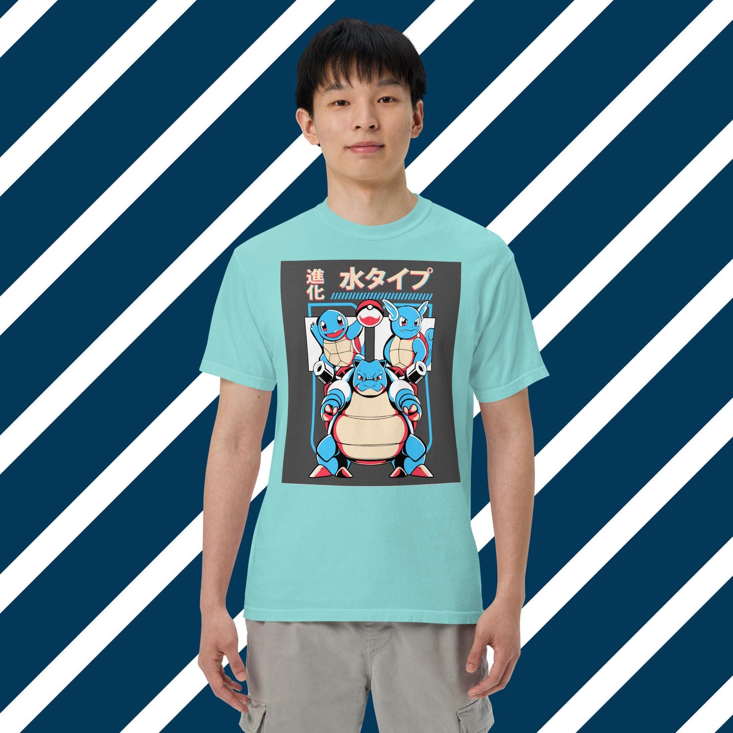 Squirtle,Wartortle,Blastoise Unisex garment-dyed heavyweight t-shirt,Pokemon,Anime,Manga,Videogame